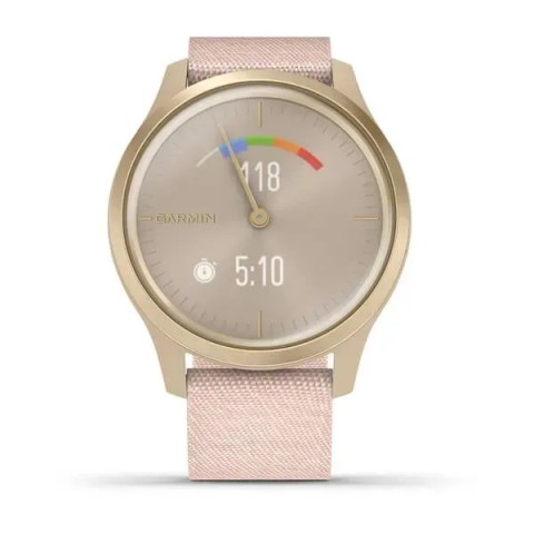 Смарт-годинник Garmin vivomove Style зі світло-золотим корпусом та рожевим ремінцем