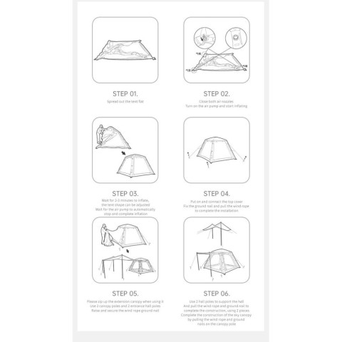 Намет чотиримісний автоматичний надувний із тентом Naturehike Ango CNK2550WS017, сірий