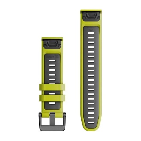Ремешки для часов Garmin QuickFit 22 силиконовые, цвета электрик-лайм/графитовые