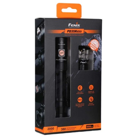 Ліхтар тактичний ручний Fenix PD35R ACE LED 2000 лм + наключний ліхтар CL01 (чорний)  | Лімітована серія