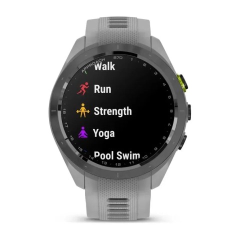 Смарт-годинник Garmin Approach S70 (42 мм) з чорним керамічним безелем та сірим ремінцем