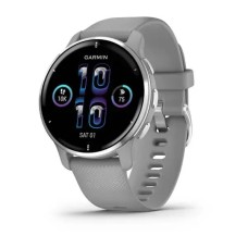 Смарт-годинник Garmin Venu 2 Plus сірий зі сріблястим безелем і силіконовим ремінцем