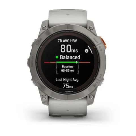Смарт-годинник Garmin fenix 7X Pro Sapphire Solar Edition титановий з туманно-сірим/темно-помаранчевим ремінцем