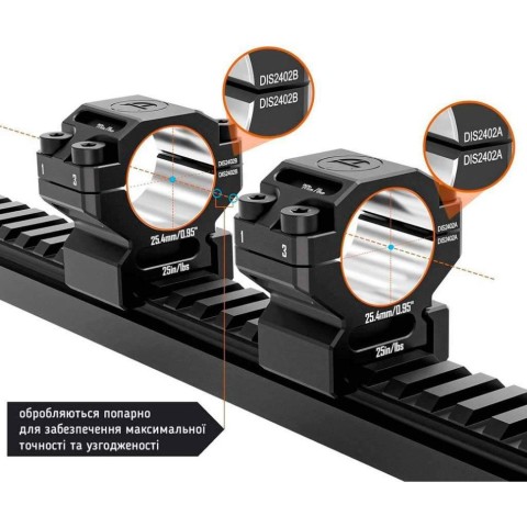 Кільця Discovery 6061 For Picatinny 1inch(25.4mm) 0.95in DGPR2-25.4-0.95-61 (M240601)