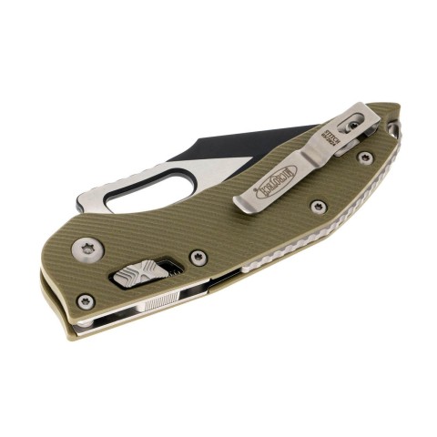 Нож Microtech Stitch S/E Ram-Lock, fluted, черный клинок, рукоять G10 OD green