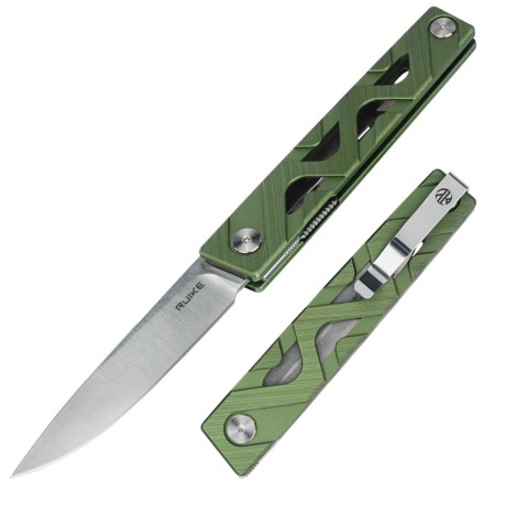 Ніж складаний туристичний Ruike P878-AG, (8.7 см) 14C28N / 6063Aluminum зелений