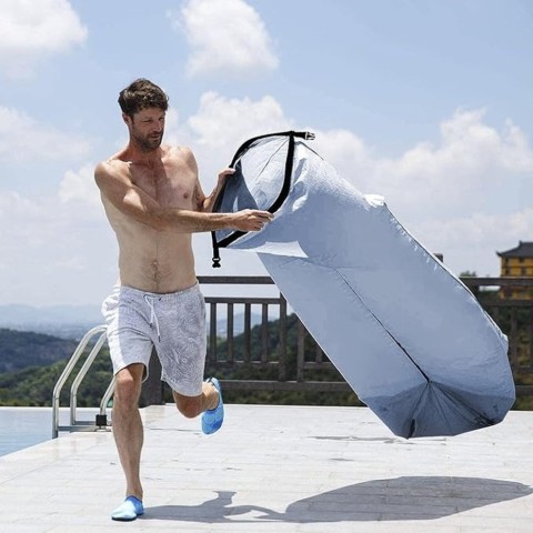 Матрац, ламзак надувний Naturehike NH20FCD06, 180х70х52 см, сірий, має чохол-рюкзак