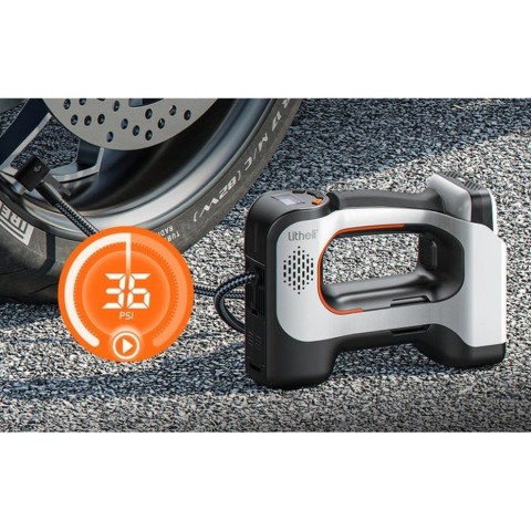 Акумуляторний компресор Litheli з ліхтарем, живлення від павербанку (УМБ Litheli Power Bank 20000 mAh, 45 W, 2А в комплекті)