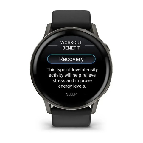 Смарт-годинник Garmin Venu 4 (45 мм) сланцевий з чорним силіконовим ремінцем