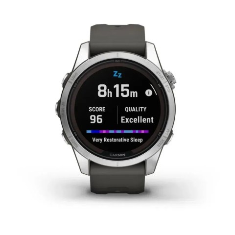 Смарт-часы Garmin fenix 7S Pro Solar Edition серебристые с ремешком графитового цвета