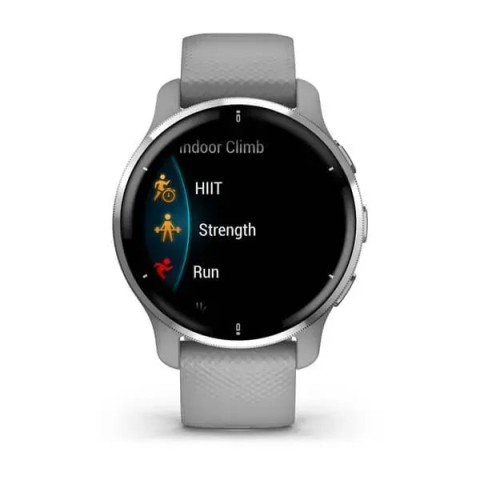 Смарт-годинник Garmin Venu 2 Plus сірий зі сріблястим безелем і силіконовим ремінцем