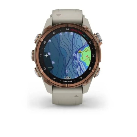 Смарт-годинник Garmin Descent Mk3i (43 мм) бронзовий PVD титановий із силіконовим ремінцем кольору французький сірий