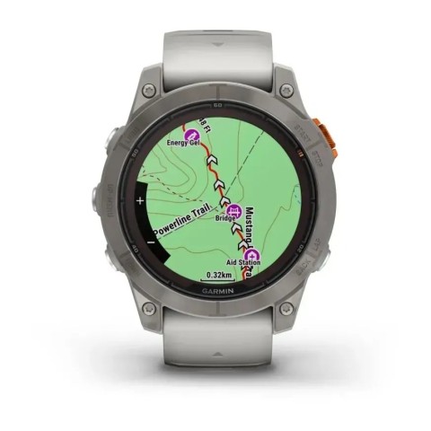 Смарт-годинник Garmin fenix 7 Pro Sapphire Solar Edition титановий з туманно-сірим/темно-помаранчевим ремінцем