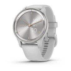Смарт-годинник Garmin vivomove Trend із сріблястим сталевим безелем, сірими корпусом та ремінцем