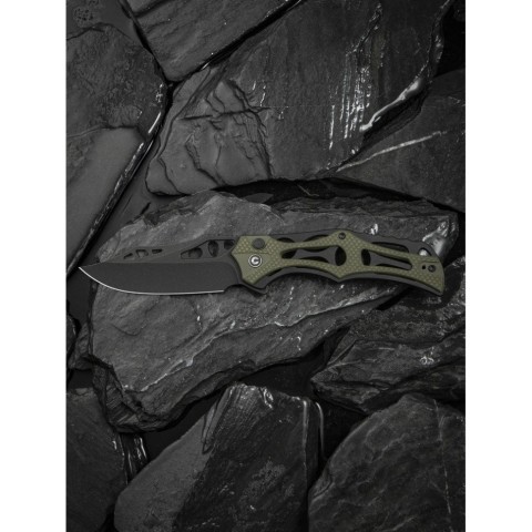 Ніж складаний туристичний Civivi Biophase, (8.9 см) Nitro-V / Aluminum & G10 чорно-зелений