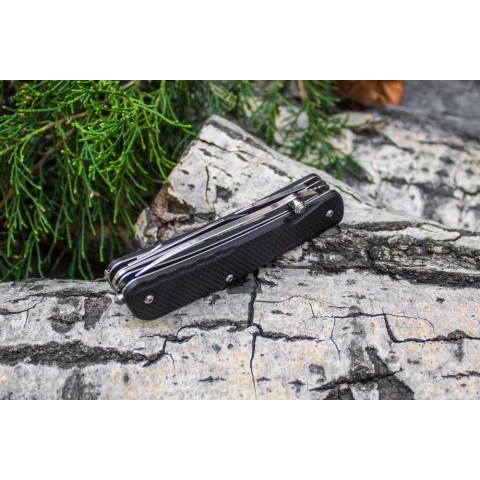 Багатофункціональний ніж Ruike Trekker LD32-B, (8.5 см) 12C27 / G10 чорний, 11 інстр.