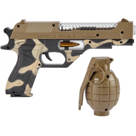 Пістолет світло-звуковий ZIPP Toys Desert Eagle у наборі з гранатою ц:камуфляж,коричневий