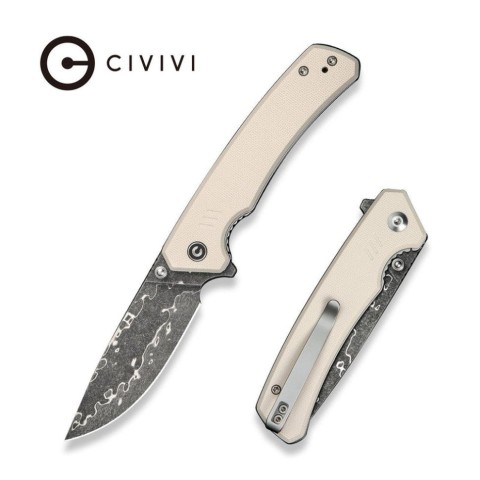 Ніж складаний туристичний Civivi Merit, (8.3 см) Damascus / G10 сірий