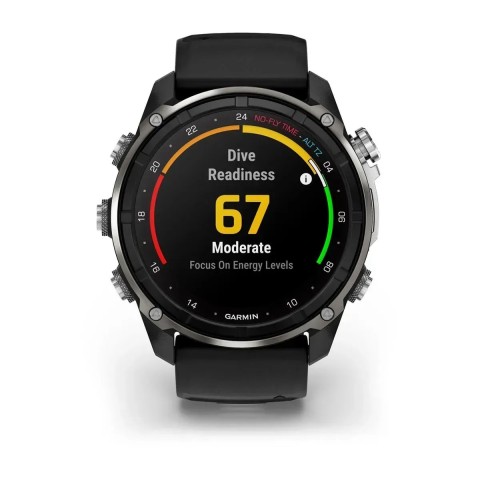 Смарт-годинник Garmin Descent Mk3i (51 мм) сріблясто-чорний PVD титановий з чорно/сірим силіконовим ремінцем