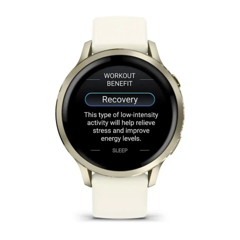 Смарт-годинник Garmin Venu 4 (41 мм) місячне золото з силіконовим ремінцем кольору слонової кістки
