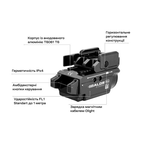 Фонарь с ЛЦУ Olight Baldr Mini Red Laser Black