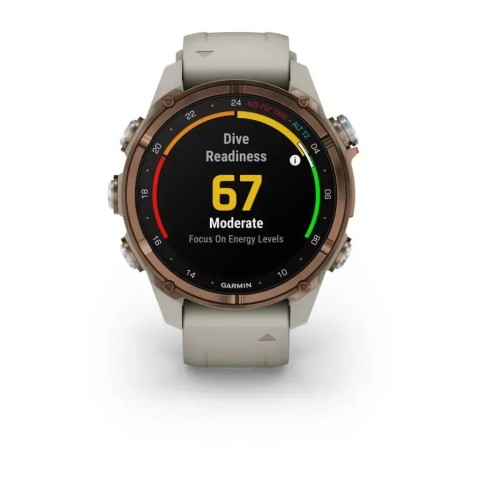 Смарт-годинник Garmin Descent Mk3i (43 мм) бронзовий PVD титановий із силіконовим ремінцем кольору французький сірий