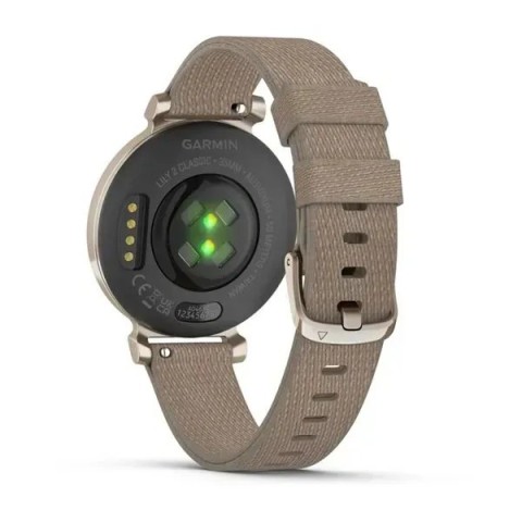 Смарт-годинник Garmin Lily 2 Classic кремово-золотистий із кавовим нейлоновим ремінцем