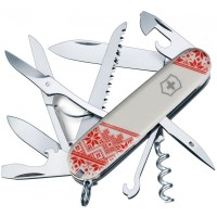 Ніж Victorinox Huntsman Ukraine 91мм,15функ,біл ,черв.Вишиванка,черв.Вишиванка