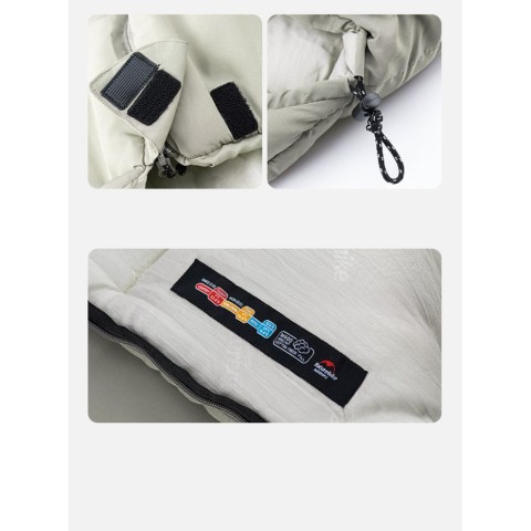 Спальний мішок з капюшоном із звичайним мішком для зберігання Naturehike M300 CNK2350WS023, зелений, правий