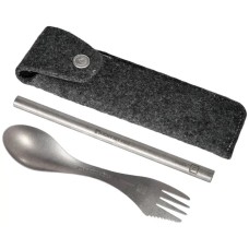 Ловилка Light my fire Swedish Spork´n Straw Kit Titanium, набор с соломинкой и чехлом titanium