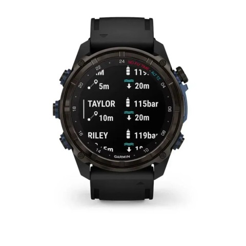 Смарт-годинник Garmin Descent Mk3i (51 мм) карбоново-сірий DLC титановий з чорним силіконовим ремінцем