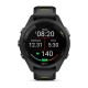 Смарт-годинник Garmin Forerunner 265s з чорним корпусом та чорним/жовтим силіконовим ремінцем