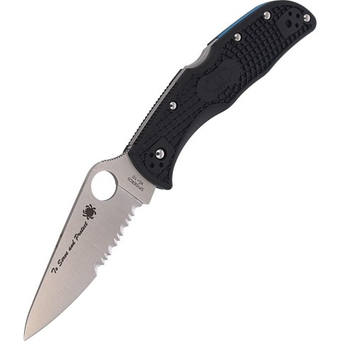 Ніж Spyderco Endela, Thin Blue Line, напівсеррейтор (C243FPSBKBL)