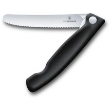 Нож кухонный складной Victorinox SwissClassic 11 см, серр., скругленный, черный, блистер