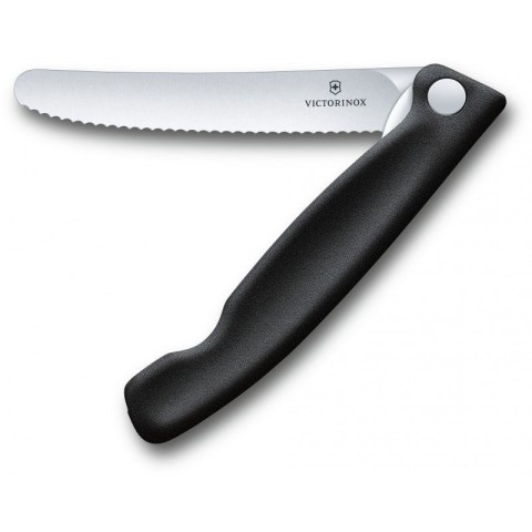 Кухонний ніж Victorinox SwissClassic Foldable Paring лезо 11см хвил. з чорн. ручкою (блістер)
