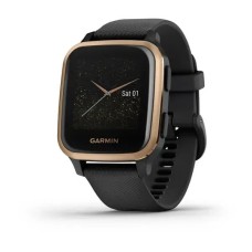 Смарт-годинник Garmin Venu Sq Music Edition чорний з рожево-золотистим безелем