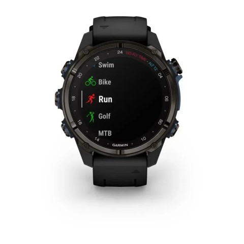 Смарт-годинник Garmin Descent Mk3i (43 мм) карбоново-сірий DLC титановий з чорним силіконовим ремінцем