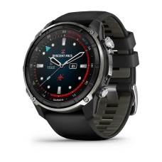 Смарт-часы Garmin Descent Mk3i (51 мм) серебрянно-черные PVD титановые с черно/серым силиконовым ремешком
