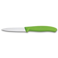 Ніж кухонний Victorinox SwissClassic, 8 см, серрейтор, зелений