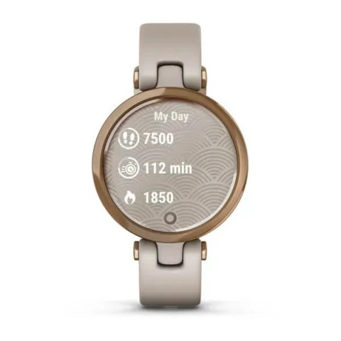 Смарт-часы Garmin Lily Sport с розово-золотистым безелем, светло-песочным корпусом и силиконовым ремешком