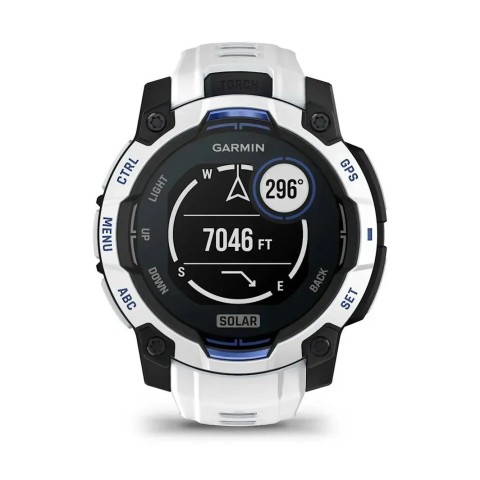 Смарт-годинник Garmin Instinct 3 (45 мм) Solar білий камінь/білий/синя блискавка
