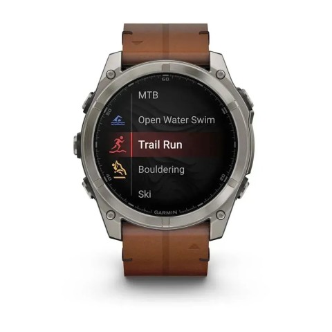 Смарт-годинник Garmin fenix 8 AMOLED (51 мм) Sapphire титановий з каштановим шкіряним ремінцем