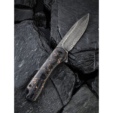 Ніж складаний кишеньковий Civivi Elementum, (7.5 см) Damascus / Carbon Fiber чорний