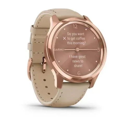 Смарт-часы Garmin vivomove Luxe с розово-золотистым корпусом и бежевым ремешком