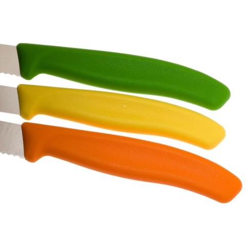 Набір кухонний Victorinox SwissClassic Paring Set 3 ножа з черв,помар,зел. ручкою (8,10,11см) у подар.упак.