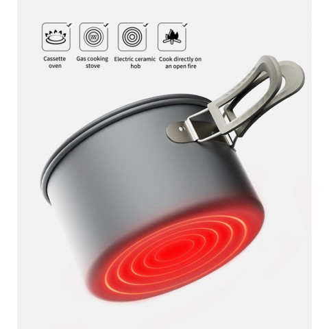 Набір посуду (каструля, сковорідка, чайник) Naturehike CNK2450CF010, алюміній