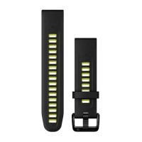 Ремешки для часов Garmin QuickFit 20 силиконовые черные/электрик-лайм