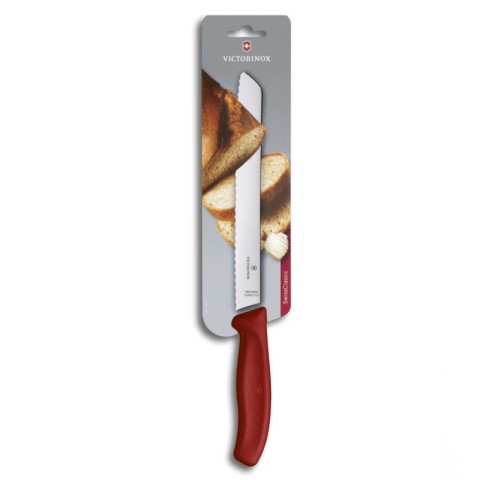 Кухонний ніж Victorinox SwissClassic Bread лезо 21см хвил. для хліба з черв. ручкою (блістер)