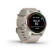 Смарт-годинник Garmin fenix 7S Pro Sapphire Solar Edition ніжно-золотистий зі шкіряним ремінцем кольору вапняка