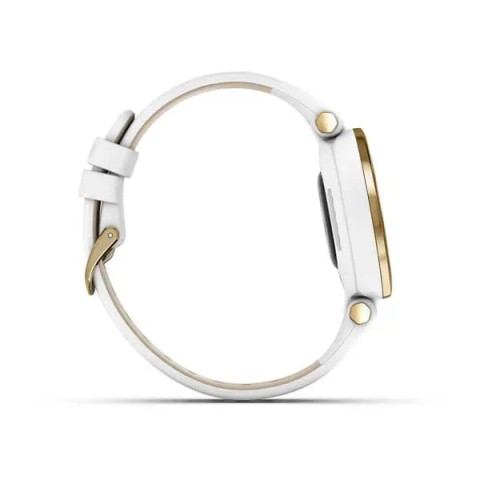 Смарт-годинник Garmin Lily Classic зі світло-золотистим безелем, білим корпусом та італійським шкіряним ремінцем